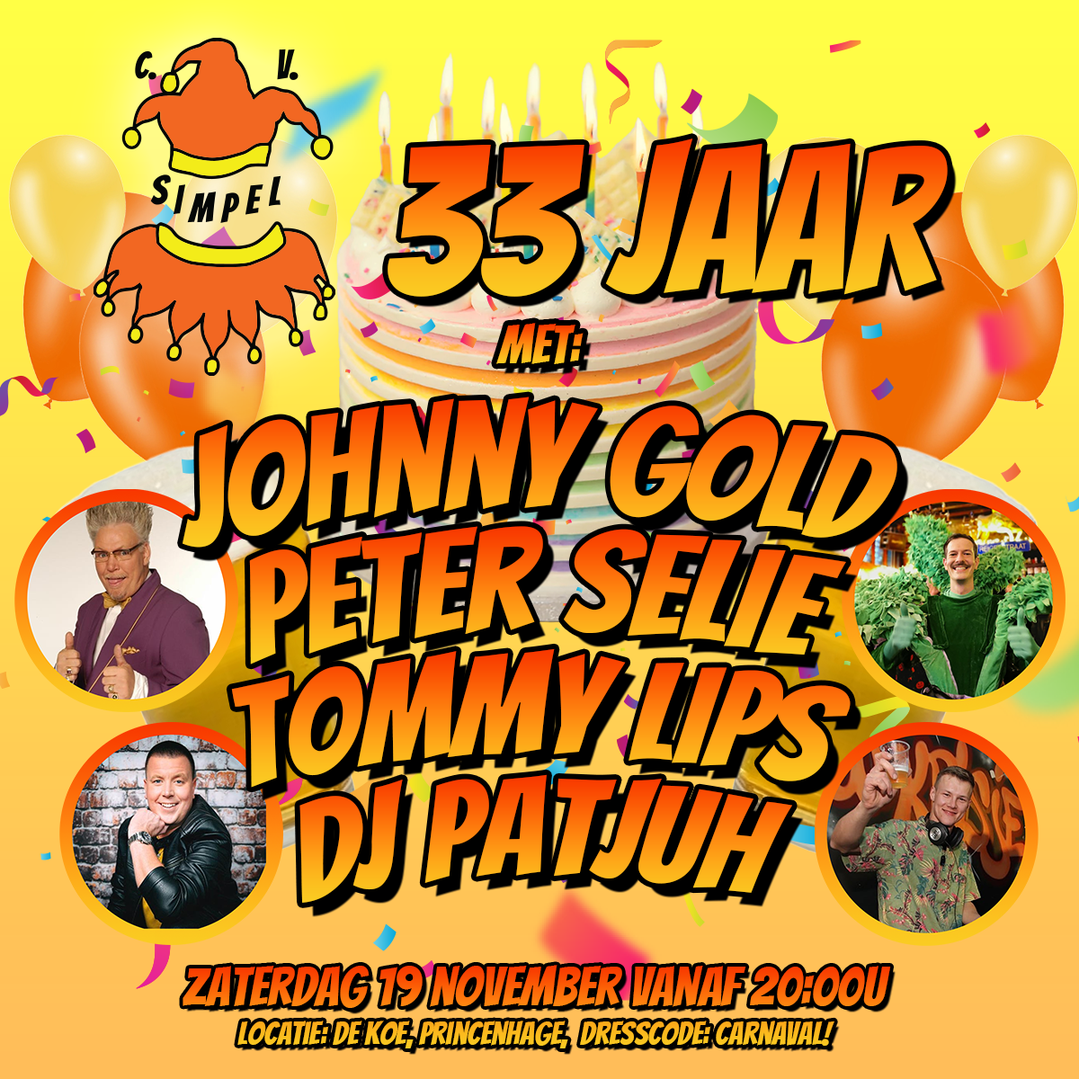 33 jaar c.v. Simpel, met Johnny Gold, Peter Selie, Tommy Lips en dj Patjuh
